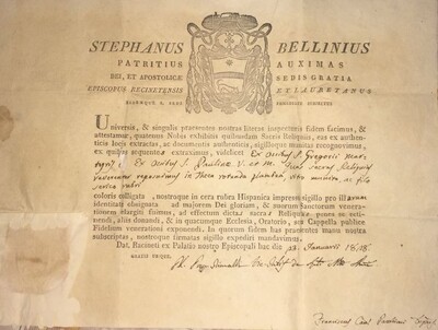 Reliquary - Relic Ex Ossibus Relics With Original Document  Italy  19 th century