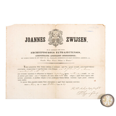 1  Reliquary - Relic Ex Ossibus Saint Anne, Mother Of Mary And Grandmother Of Christ (Patron Saint Of Mothers And Families) With Original Document