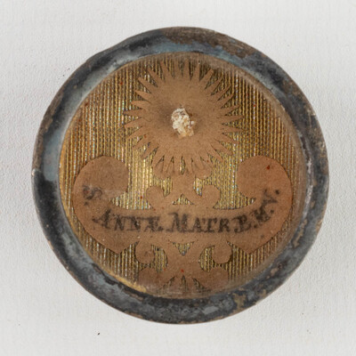 Reliquary - Relic Ex Ossibus Sancta Anna Matris B.M.V.  With Original Document en Brass / Glass / Wax Seal, Belgium  19 th century