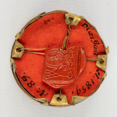 Reliquary - Relic  Ex. Ossibus Sanctae Coletae Virginis With Original Document en Brass / Glass / Wax Seal, Belgium  19 th century