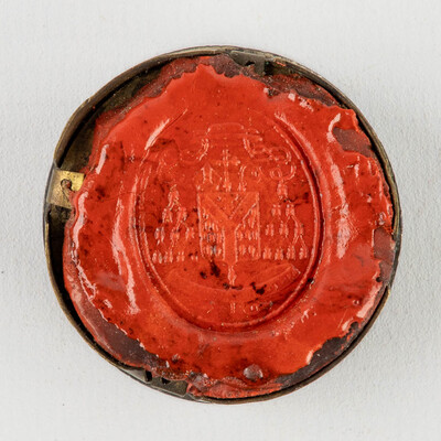 Reliquary - Relic  Ex Ossibus Sanctae Luciae, Virg Et Mart. With Original Document en Brass / Glass / Wax Seal, Belgium  19 th century