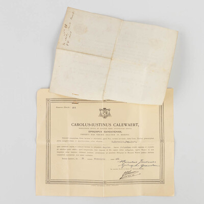 Reliquary - Relic  Ex Ossibus Sancti Cornelli. With Original Document en Brass / Glass / Wax Seal, Belgium  19 th century ( Anno 1858 )