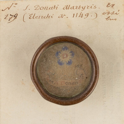 Reliquary - Relic Ex Ossibus Sancti Donati Martyris  With Original Document en Brass / Glass / Wax Seal, Belgium  19 th century