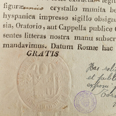 Reliquary - Relic Ex Ossibus Sancti Henrici Imper. With Original Document en Brass / Glass / Wax Seal, Belgium  19 th century ( Anno 1834 )