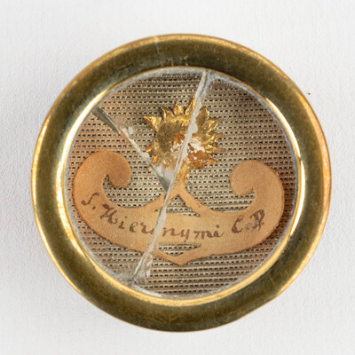 Reliquary - Relic Ex Ossibus Sancti Hieronymi Confessoris Et Lula Doctoris. With Original Document en Brass / Glass / Wax Seal, Belgium  19 th century ( Anno 1859 )