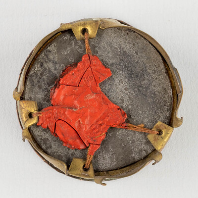Reliquary - Relic  Ex Ossibus Sancti Hilarii Martyr With Original Document en Brass / Glass / Wax Seal, Belgium  19 th century