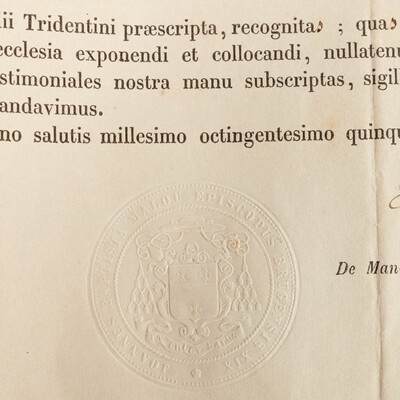 Reliquary - Relic Ex Ossibus Sancti Joannis Baptista. With Original Document en Brass / Glass / Wax Seal, Belgium  19 th century ( Anno 1855 )