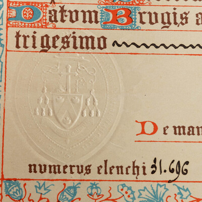 Reliquary - Relic Ex Ossibus St. Augustinus With Original Document en Brass / Glass / Wax Seal, Belgium  19 th century