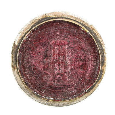 Reliquary - Relic Ex Ossibus St. Cecillia With Original Document en Brass / Glass / Wax Seal, Belgium  19 th century