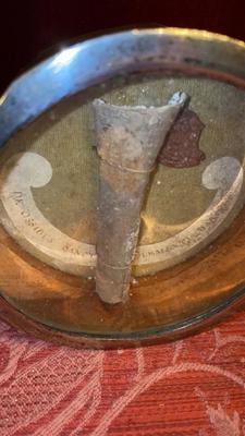 Reliquary - Relic Ex Ossibus St. Clemens  en Brass / Glass / Wax Seal, Belgium 18 th century ( Anno 1770 )