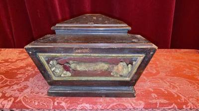 Reliquary - Relic : Ex Ossibus St. Clementi en Wood / Glass / Originally Sealed, Italy  19 th century