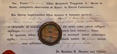 1  Reliquary - Relic Ex Ossibus St. Jacobus Major, St Simon Apostle, St. Marcus Evangelist.