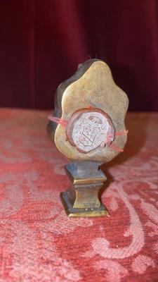 Reliquary - Relic Ex Ossibus St. Jacobus Minor Ap en Brass / Glass / Originally Sealed, Italy 18 th century