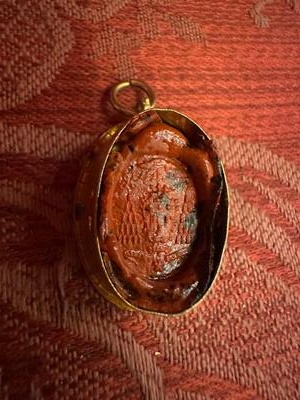 Reliquary - Relic  Ex Ossibus St. Laurentius.. en Brass / Glass / Wax Seal, Belgium  19 th century