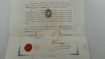 Reliquary - Relic  Ex Ossibus St. Mary Alacoque With Original Document 19th century