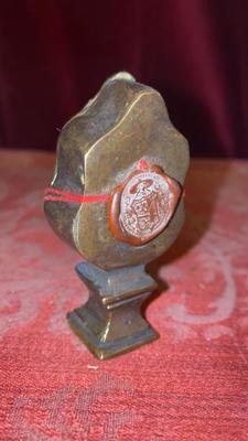 Reliquary - Relic Ex Ossibus St. Mattheus Ap. en Brass / Glass / Originally Sealed, Italy 18 th century
