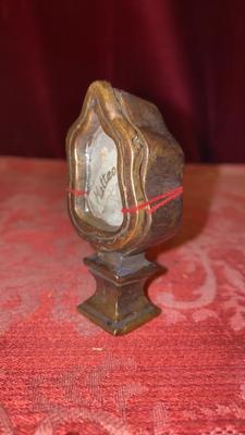 Reliquary - Relic Ex Ossibus St. Mattheus Ap. en Brass / Glass / Originally Sealed, Italy 18 th century