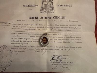 1  Reliquary - Relic Ex Ossibus St. Mattheus Apostle With Original Document