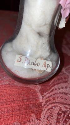 Reliquary - Relic: Ex Ossibus St. Pauli  en Glass / Fabrics Wax Seal, Italy 19 th century