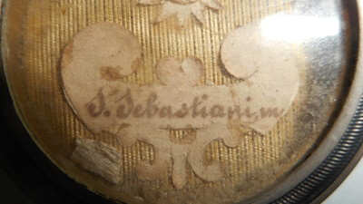 Reliquary - Relic Ex Ossibus St. Sebastian With Original Document en Brass / Glass / Wax Seal, Belgium  19 th century