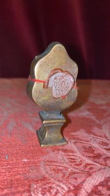 Reliquary - Relic Ex Ossibus St. Simon Apostle en Brass / Glass / Originally Sealed, Italy 18 th century