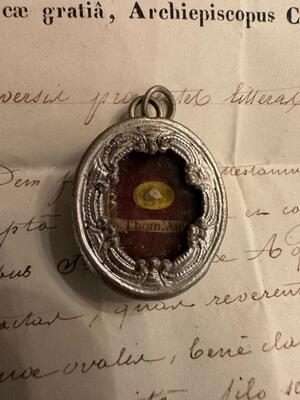 1  Reliquary - Relic Ex Ossibus St. Thomas Of Aquino With Original Document