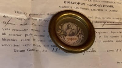 Reliquary - Relic Ex Sanquine ( Blood ) St. Theresia Of Lisieux With Original Document en Brass / Glass / Wax Seal, Gent - Belgium 20 th century