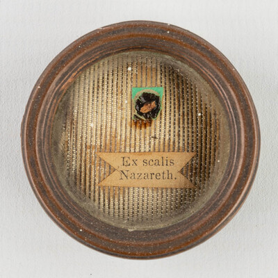 Reliquary - Relic Ex Scalis Nazareth With Original Document en Brass / Glass / Originally Sealed, Belgium 19th century