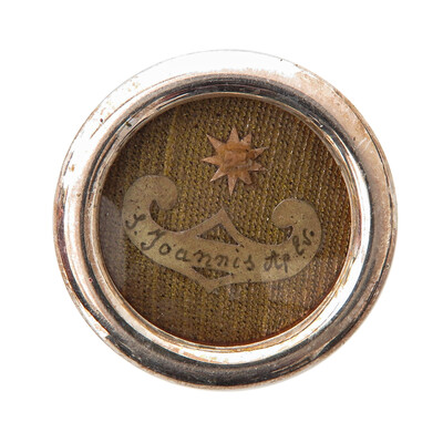 Reliquary - Relic Ex Sepulcre St. Joannis With Orginal Document en Brass / Glass / Wax Seal, Belgium  19 th century