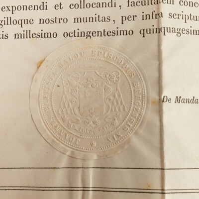 Reliquary - Relic Ex Veste Sancti Philippi Nerii. With Original Document en Brass / Glass / Wax Seal, Belgium  19 th century ( Anno 1858 )