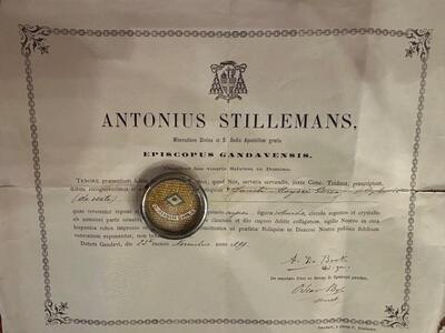 1  Reliquary - Relic Ex Veste St. Aloysius Of Gonzaga With Original Document