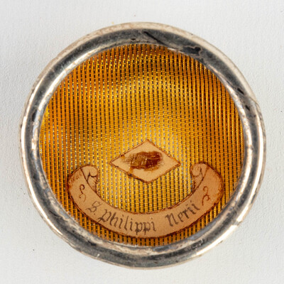 Reliquary - Relic Ex Veste St. Phillipi Neri With Original Document en Brass / Glass / Wax Seal, Belgium  19 th century