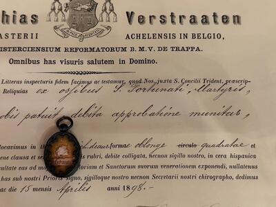 1  Reliquary - Relic First - Class Relic Ex Ossibus St. Fortunata Martyr With Original Document