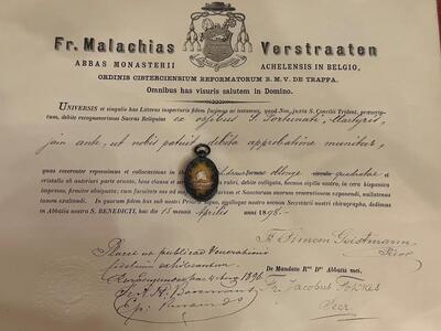 1  Reliquary - Relic First - Class Relic Ex Ossibus St. Fortunata Martyr With Original Document