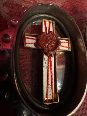 1  Reliquary - Relic Of The True Cross. Brass Cross Inside With Relic Of Ex Ligno S. Crucis Originally Sealed