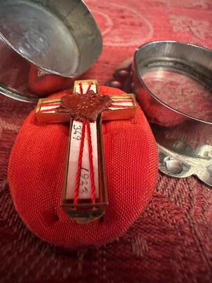 1  Reliquary - Relic Of The True Cross. Brass Cross Inside With Relic Of Ex Ligno S. Crucis Originally Sealed