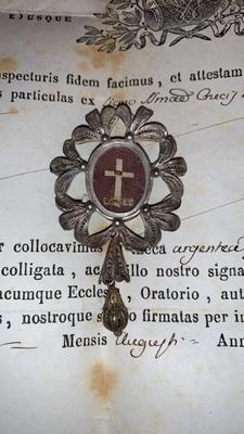 Reliquary - Relic Of The True Cross With Document en Silver, Roma - Italy 19th century ( anno 1845 )