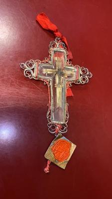 Reliquary - Relic Of The True Cross With Originaly Case en Rock Chrystal / Silver / Originally Sealed, Italy  18 th century