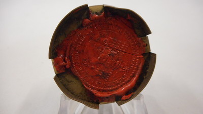 Reliquary - Relic St. Adrianus With Original Document en Brass / Glass / Wax Seal, Belgium 19 th century