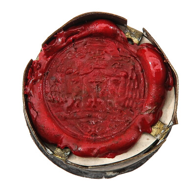 Reliquary - Relic St. Anthony Of Padua With Original Document en Brass / Glass / Wax Seal, Belgium  19 th century