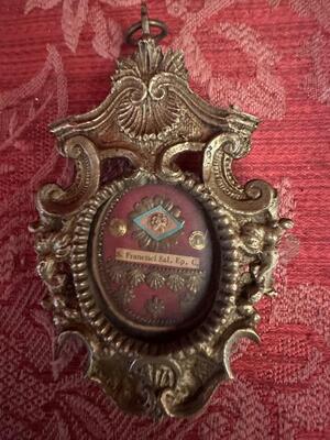 Reliquary - Relic St. Franciscus Of Sales Ep. en Bronze / Glass / Originally Sealed, France 19 th century
