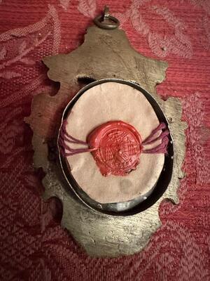 Reliquary - Relic St. Franciscus Of Sales Ep. en Bronze / Glass / Originally Sealed, France 19 th century