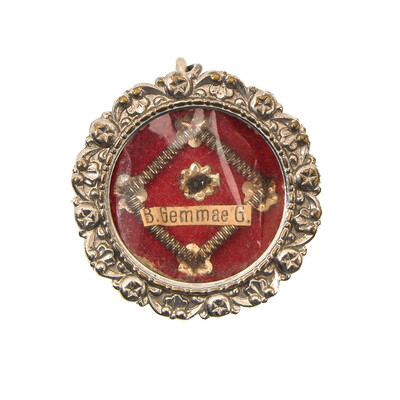 Reliquary - Relic St. Gemma Galgani en Brass / Glass / Wax Seal,