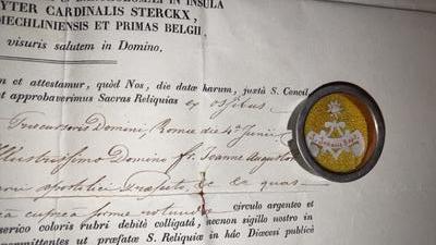 Reliquary - Relic St. Joann. Baptist Ex Ossibus With Original Document Belgium 19th century ( anno 1839 )