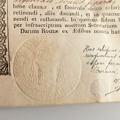 Reliquary - Relic St. Paul With Original Document en Brass / Glass / Wax Seal, Belgium  19 th century