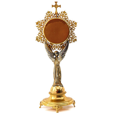 Reliquary - Relic St. Vincent De Paul en Brass / Bronze / Gilt  / Glass / Originally Sealed, Belgium  19 th century