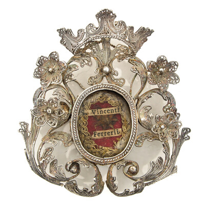 Reliquary - Relic St. Vincentii Ferrerii en Full Silver/ Filligrain / Originally Sealed, France 18 th century