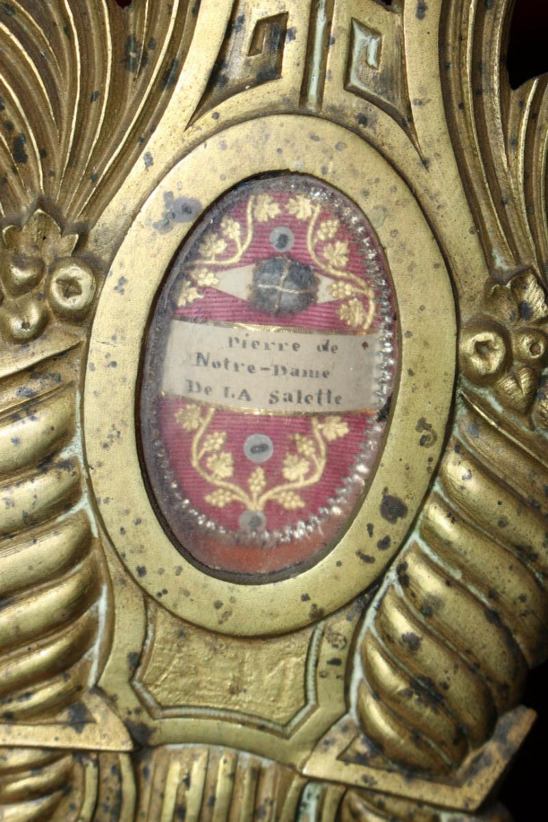 1  Reliquary Relic : Stone Notre Dame De La Salette With Original Documentation