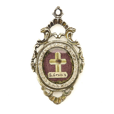 Reliquary - Relic True Cross  en Silver / Glass / Originally Sealed, Belgium  19 th century