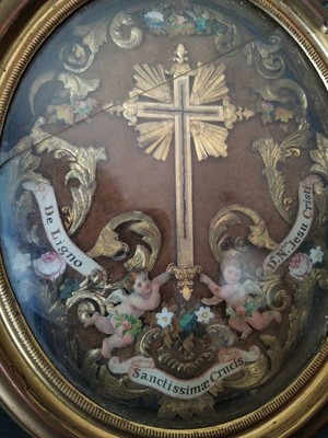 Reliquary - Relic True Cross  en Brass / Glass / Wax Seal, Verona Italy 19 th century